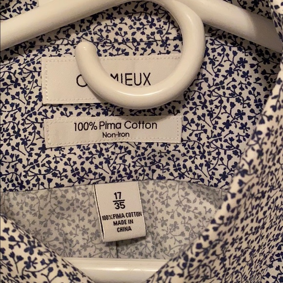 Blue and white Cremieux flower pattern shirt - Picture 2 of 5